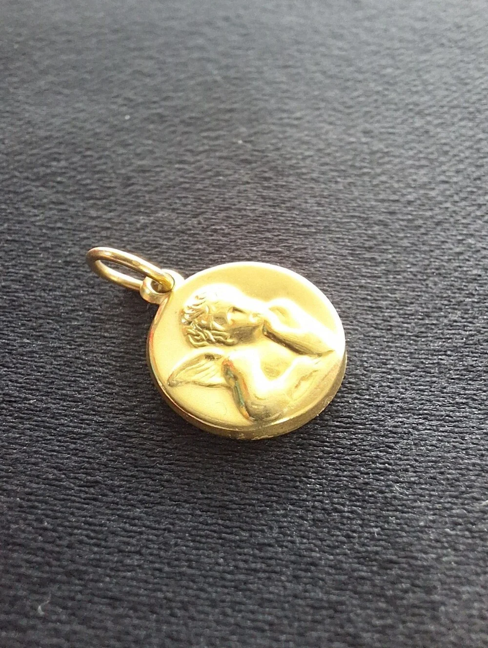 Vintage 14K Gold Cherub Angel Charm Pendant Guardian Angel Keepsake Double Sided - Picture 5 of 9